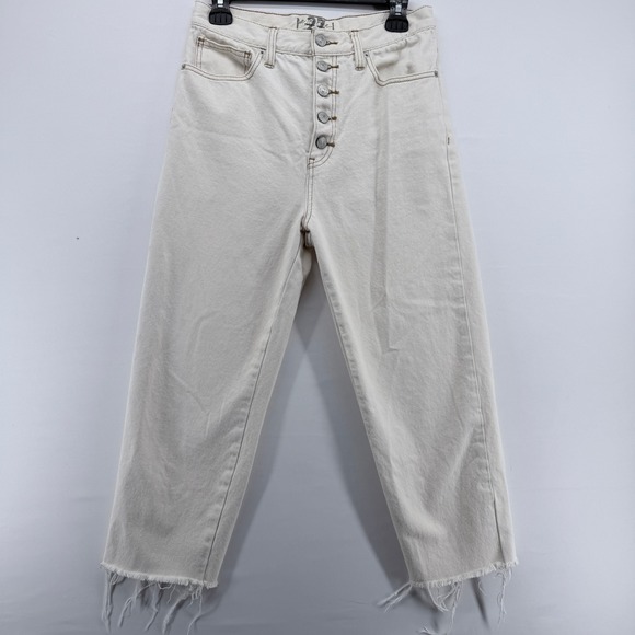 Free People Denim - Free People We The Free Ivory High Rise Button Fly Straight Leg Jeans 27‎ Long